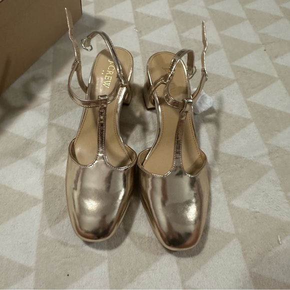 J crew T-strap heels gold - Picture 5 of 7